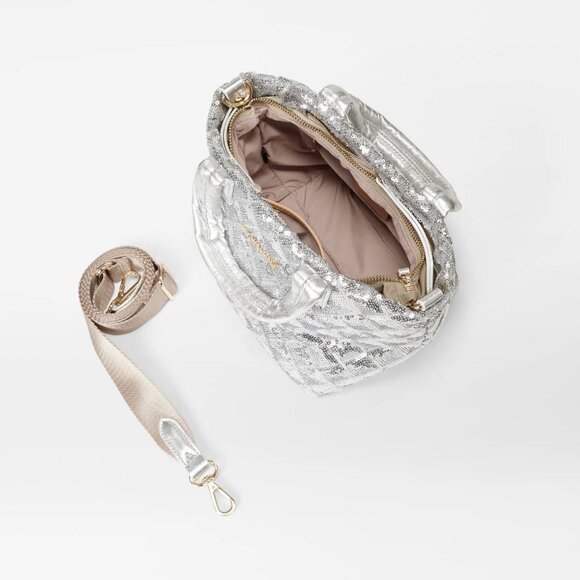 NWT MZ Wallace Silver Ice Sequin Micro Metro Tote Deluxe - Picture 4 of 6